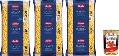 Produktbild von Barilla Hartweizen Pasta Penne Rigate n. 73 – 3er Pack (3x5kg) + Italian Gourmet polpa 400g