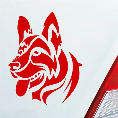 Produktbild von Auto Aufkleber Deutscher Schäferhund Hund Schaeferhund 10x12 cm Rot Sticker Heckscheibenaufkleber