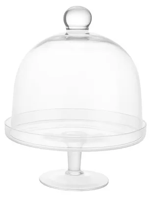 Glasdose mit Deckel und Glocke, mundgeblasen, 30x30x30 cm, transparent