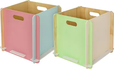 Zusammensteckbare Holzbox 32 cm Mehrfarbig Aufbewahrungsbox passend für Kallax und Expedit 2 Stück