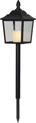 Produktbild von Grablaterne ,Flame Lantern mit LED-Kerze, Batterie und Timer, schwarz, 52cm