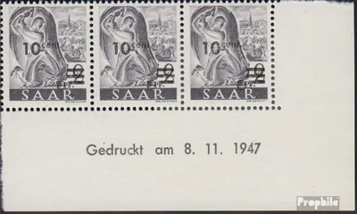 Produktbild von Briefmarken Saarland 1947 Mi 226II Br mit Druckdatum postfrisch Berufe und Ansichten