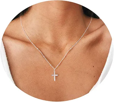 Produktbild von Lauwexe Evil Eye Kreuz Anh?nger Halskette 1 Stk, 18 Karat Vergoldet, Tš¹rkisfarben, Choker Fš¹r Frauen Und M?dchen
