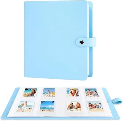 Produktbild von 320-Fach Fotoalbum fš¹r Sofortbildkameras Fujifilm Instax Mini 12 11 9 40 99 90 8 7 Evo und Polaroid Snap/Z2300/SocialMatic, kompatibel mit Fotos von 86x54 mm (Pastellblau)
