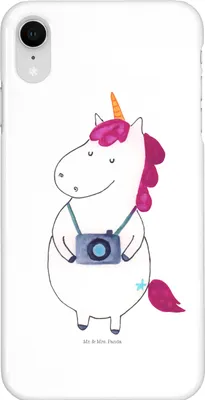 Produktbild von Mr. & Mrs. Panda Iphone XR Handyhülle Einhorn Fotograf - Weiß - Geschenk, Urlaub, Kurztrip, Einhörner, Weltenbummler, Premium Kunststoff, Unicorn, Kamera, Handy Case