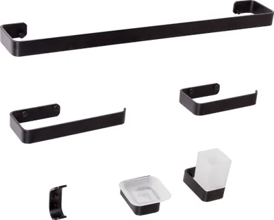 Produktbild von BELIANI Badezimmer-Halter-Set Schwarz Aluminium 6-Teilig Modern Badaccessoires Hardware-Set WC-Garnitur WC-Accessoires-Set Badausstattung Badzubehör
