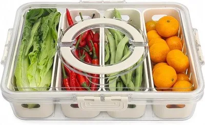 Obrázok produktu pre Vzduchotesné nádoby na potraviny, priehľadné, určené na skladovanie potravín v kuchyni, s priehradkami, vhodné na obilniny, bylinky a koreniny.