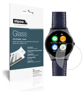 Produktbild von 2x Schutzfolie für Uhr 57.5 mm Durchmesser - Anti-Shock 9H Folie dipos Glass Kunststoffglas