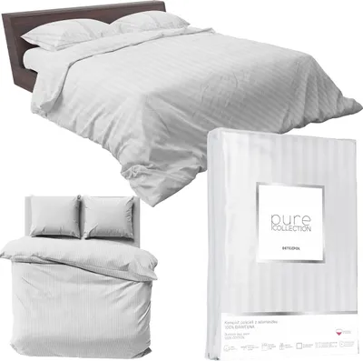 Produktbild von Satin Bettwäsche 220x200 Glatt mit Premium Streifen Silber