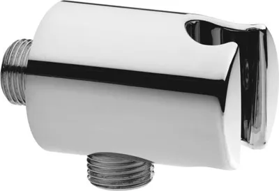 Produktbild von AquaCraft 100 Wandanschlussbogen 1/2 Zoll mit integriertem Brausehalter | 90° Winkel | Messing verchromt | Wandanschluss für Duschkopf | Brauseanschluss Dusche Wandmontage