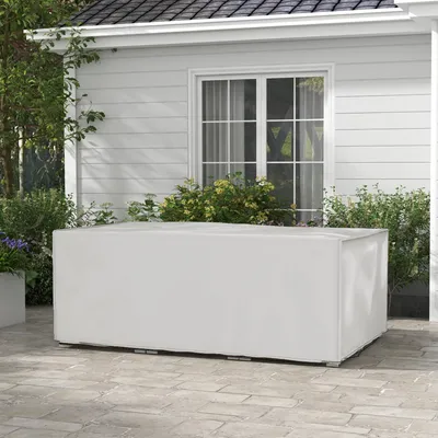 Produktbild von Schutzhülle für Gartenmöbel, wasserdicht, winterfest, 600D Oxford-Gewebe, 210 x 140 x 80 cm, Grau, UV-beständig, mit Kordelzug für Outdoor