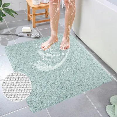 Image de Tapis de douche antidérapant en loofah, 80 x 80 cm, lavable, pour la douche