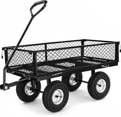 Produktbild von Transport Gitterwagen Handwagen Bollerwagen Seiten klappbar bis 250kg Schwarz
