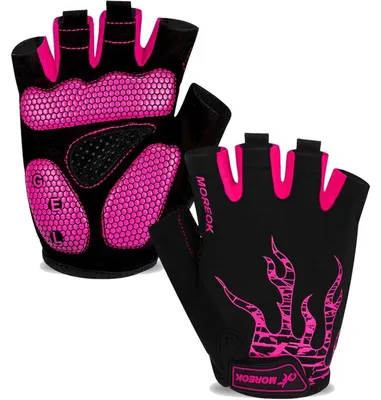 Produktbild von Fahrradhandschuhe Halbfinger Atmungsaktiv SBR Gel Stoßdämpfend Rutschfest Unisex Rosa M