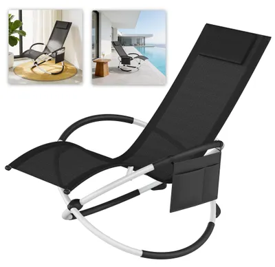 Obrázek produktu pro Skládací relaxační křeslo UISEBRT Planet Chair, stabilní zahradní lehátko s polštářem pod hlavu, nosnost až 150 kg, pro vnitřní i venkovní použití