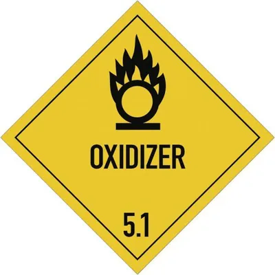 Produktbild von Gefahrzettel Klasse 5.1 Text OXIDIZER, Folie, 250x250 mm