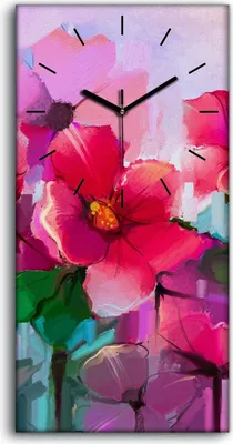 Produktbild von Leinwand Wanduhr Wandkunst Uhr Geräuschlos 30x60 Gemälde Blumen Pflanzen Kunst - schwarze Hände