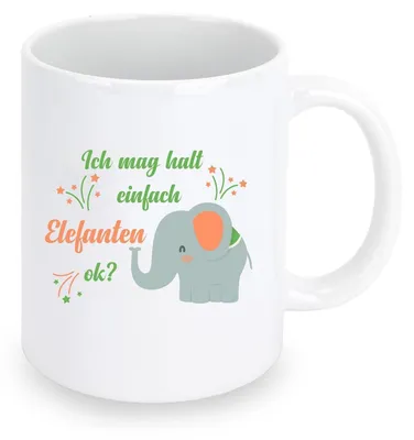 Obrázek produktu pro Hrnek "Slon" – "Prostě mám rád slony, ano?" Bílý, keramika, objem 330 ml