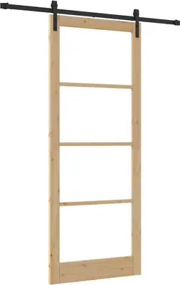 Image de Porte coulissante vidaXL ORKDAL, finition naturelle et noire, 93 x 232 cm