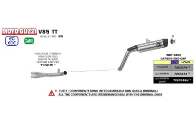 Produktbild von ARROW Auspuff INDY RACE für Moto Guzzi V85 TT 2019-, Titan