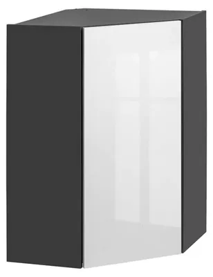 Image de Placard d'angle haut de cuisine "Dalia" - Blanc/Gris graphite - L 60 x H 92 x P 30 cm