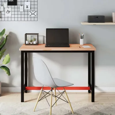 Image de Maison Exclusive - Bureau : plateau en bois massif de pin, dimensions 115 x 55 x 2,5 cm