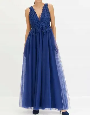Immagine prodotto di Bonprix abito da sera lungo con corpetto in pizzo blu taglia: M