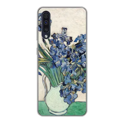 Produktbild von MuchoWow® Handyhülle Schutzhülle Hülle für Samsung Galaxy A30s Stilleben mit Schwertlilien - Vincent van Gogh Silikon Softcase Handy Hülle - Karteninhaber