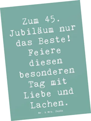 Produktbild von Mr. & Mrs. Panda Postkarte Spruch 45. Geburtstag Feiern - Meeresbrise - Geschenk, Lebensfreude, Freude, Ansichtskarten, Postkarten, Lebensjahre, Ansichtskarte, Alter