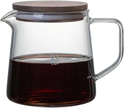 Immagine prodotto di Caraffa per caffè di alta qualità in vetro borosilicato con coperchio in legno