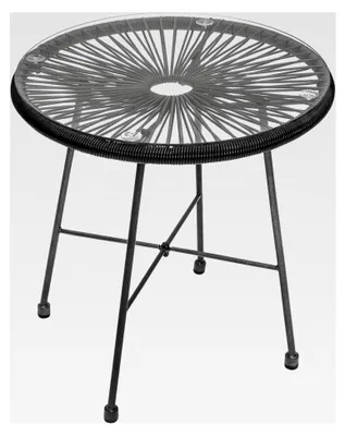 Produktbild von Runder Beistelltisch Acapulco Gartentisch Schwarz 50 cm Durchmesser aus Metall