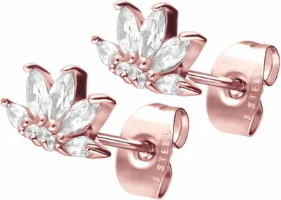 Produktbild von Chirurgenstahl Ohrstecker LOTUSBLÜTE + KRISTALLE
