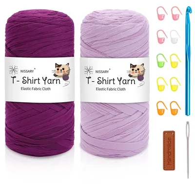 Immagine prodotto di Filato per maglia e uncinetto Garn Häkelgarn, colore lilla lavanda, confezione da 2 gomitoli da 200g ciascuno, ideale per lavorare all'uncinetto con un ago da 10 mm, completo di accessori
