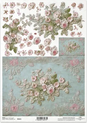Produktbild von Reispapier Decoupage Bastelpapier für Decoupage A4 R2615 3D Blumen
