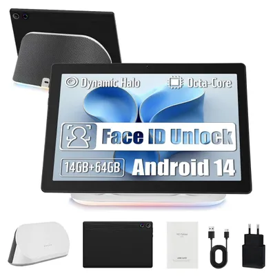 Produktbild von Tablet 10 Zoll Android, mit Dockingstation, 14 GB RAM + 64 GB ROM, Octa-Core-Prozessor, kabelloses Laden, HD 1280x800, Dual-Kamera, Wi-Fi 6