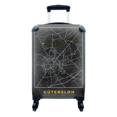 Produktbild von MuchoWow® Koffer Handgepäck Trolley Rollkoffer Kleine Reisekoffer mit 4 Rollen - Gütersloh - Deutschland - Karte - Stadtplan - Gold - Cabin Size < 55x40x23 cm & 55x40x20 cm - Fotokoffer - Kabinenkoffer - Boardgepäck - Reise-Box - Reisekoffer - Reisegepäck - Koffer mit Bild - Trolley für Kinder