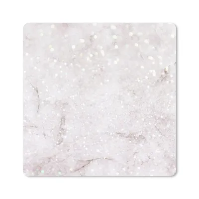 Produktbild von MuchoWow® Mauspad Mousepad Marmor - Weiß - Glitter 20x20 cm - Mousepads - Maus Mat - Pad - Mausunterlage - Desk Mat - Bureauartikeln