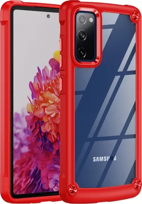 Produktbild von Samsung S20 FE Hülle, Hybrid Transparente PC Robust TPU Bumper Stoßfest Schutzhülle für Samsung Galaxy S20 FE/S20 FE 5G/S20 FE 2022 Rot