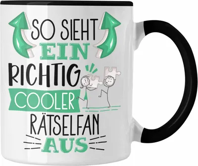 Produktbild von Trendation - Rätselfan Tasse So Sieht Ein Richtig Cooler Rätselfan Aus Geschenk Lustiger Spruch Geschenkidee (Schwarz)