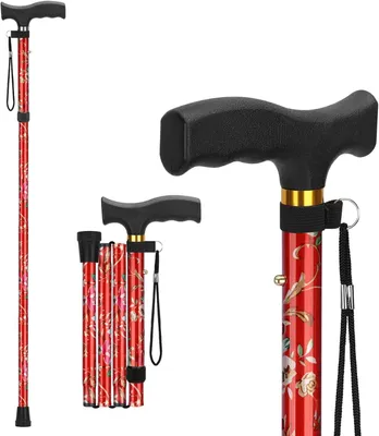 Produktbild von Faltbarer Wanderstock, leicht, 5-fach höhenverstellbar, mit Handgelenkschlaufe, Reisegröße, für Senioren