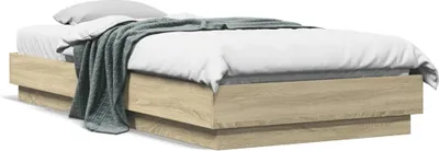 Produktbild von Design Bettgestell Sonoma-Eiche 90x200 cm Holzwerkstoff, Klassische Betten 2024 Neu