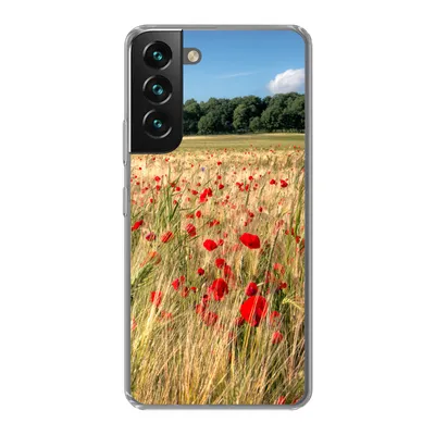 Produktbild von MuchoWow® Handyhülle Schutzhülle Hülle für Samsung Galaxy S22 Wilde Mohnblumen auf einem großen Feld Silikon Softcase Handy Hülle - Mobiltelefonhülle