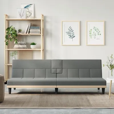 Produktbild von The Living Store Schlafsofa mit Getränkehaltern Dunkelgrau Stoff