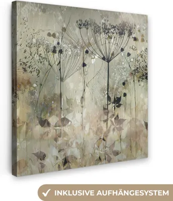Produktbild von MuchoWow® - Leinwandbilder - Blumen - Grau - Natur - Kunst, Wandbild, Wanddeko Bilder Wohnzimmer, 50x50 cm