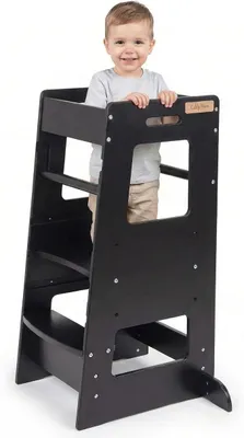 Imagen del producto de Silecomplaza: Torre de aprendizaje para niños a partir de 1 año, con protección antideslizante, altura ajustable en 3 niveles, barandilla de seguridad, accesorio Montessori para la cocina, color