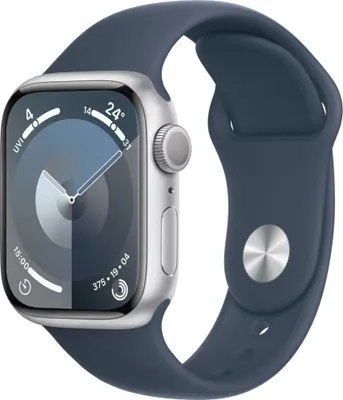 Produktbild von Apple Watch Series 9 Sportarmband S/M 41 mm Aluminium GPS - Smartwatch - silber/sturmblau