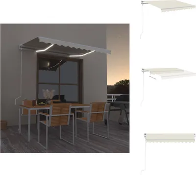 Zdjęcie produktu dla vidaXL Markiza automatyczna z diodami LED i czujnikiem wiatru 350x250 cm kremowa - Markizy