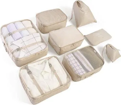Productafbeelding van Famanu set van kofferorganizers - 8-delig, beige