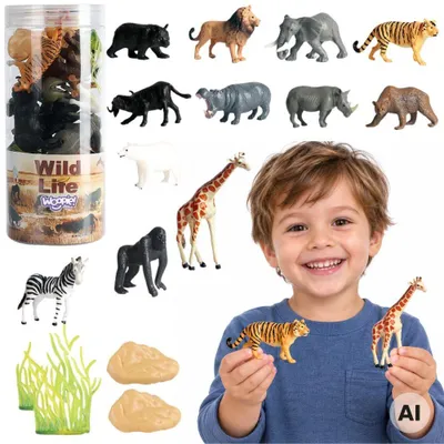 Imagen del producto de Set de figuras Woopie animales salvajes 16 piezas.