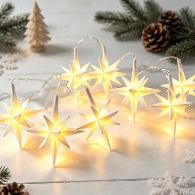 3D-Lichterkette mit Sternen, 8 LEDs, batteriebetrieben, 20 cm